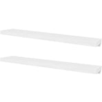2 White MDF Floating Wall Display Shelves Book/DVD Storage