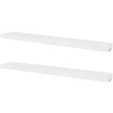 2 White MDF Floating Wall Display Shelves Book/DVD Storage - Front View