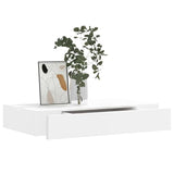 White MDF Floating Wall Display Shelf 1 Drawer Book/DVD Storage - Side View
