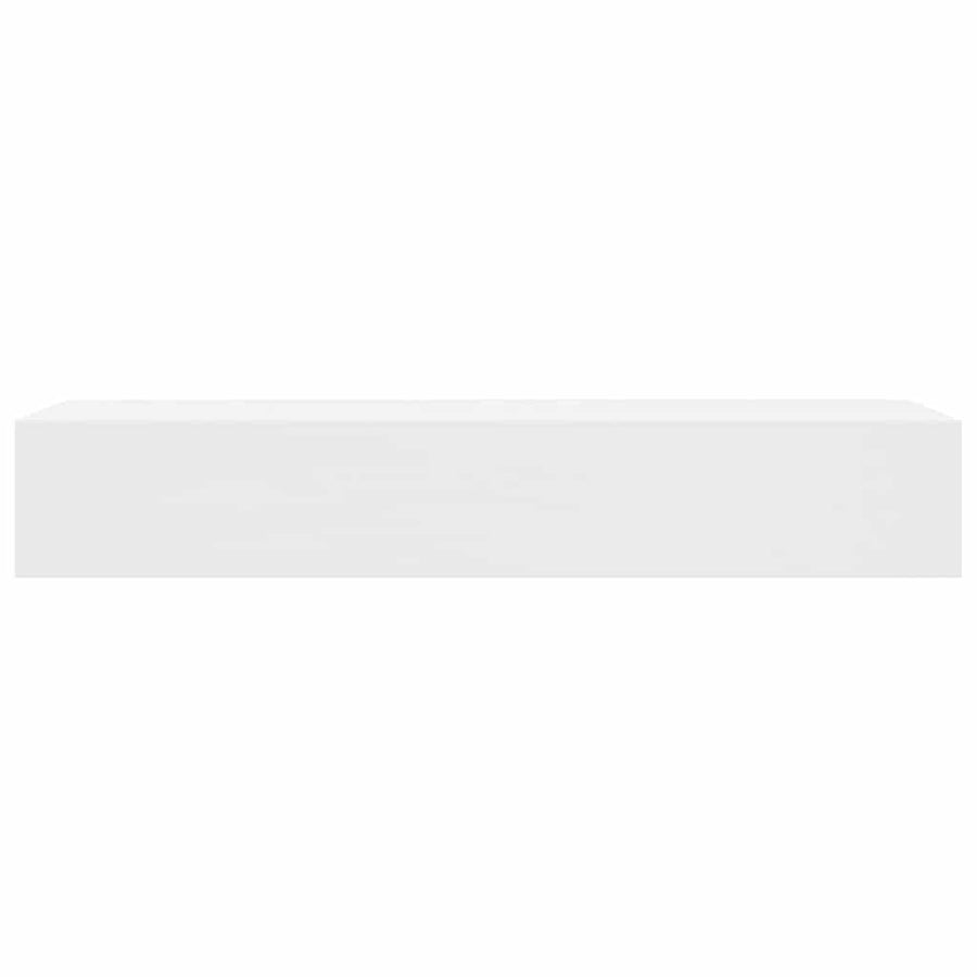 White MDF Floating Wall Display Shelf 1 Drawer Book/DVD Storage