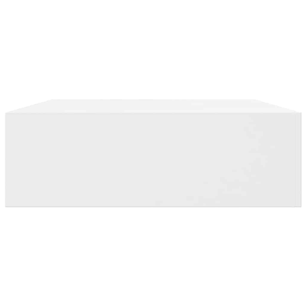 White MDF Floating Wall Display Shelf 1 Drawer Book/DVD Storage