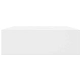 White MDF Floating Wall Display Shelf 1 Drawer Book/DVD Storage - 45-Degree Angle