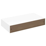 White MDF Floating Wall Display Shelf 1 Drawer Book/DVD Storage - Rear View