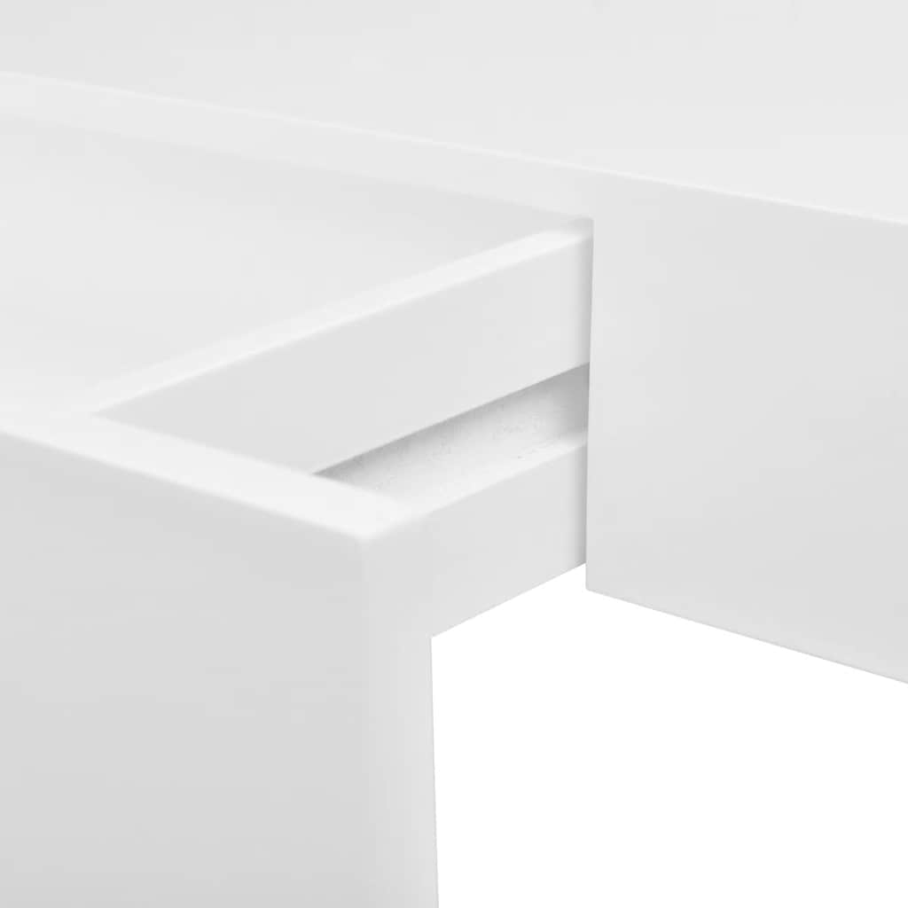 White MDF Floating Wall Display Shelf 1 Drawer Book/DVD Storage