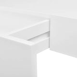 White MDF Floating Wall Display Shelf 1 Drawer Book/DVD Storage - Low Angle