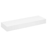 White MDF Floating Wall Display Shelf 1 Drawer Book/DVD Storage - Front View