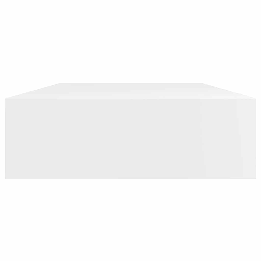 White MDF Floating Wall Display Shelf 1 Drawer Book/DVD Storage