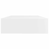 White MDF Floating Wall Display Shelf 1 Drawer Book/DVD Storage