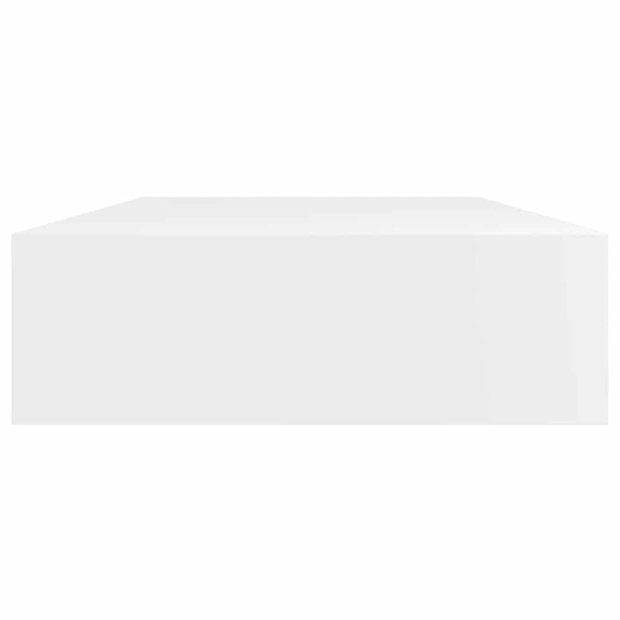 White MDF Floating Wall Display Shelf 1 Drawer Book/DVD Storage