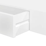 White MDF Floating Wall Display Shelf 1 Drawer Book/DVD Storage - Low Angle