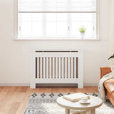White Radiator Cover Heating Cabinet 112 cm Engineered Wood - Side View