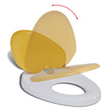 White & Yellow Soft-close Toilet Seat Adults/Children - Front View