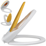 White & Yellow Soft-close Toilet Seat Adults/Children - Side View