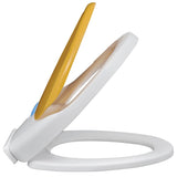 White & Yellow Soft-close Toilet Seat Adults/Children - Top-Down View