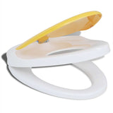 White & Yellow Soft-close Toilet Seat Adults/Children - Rear View