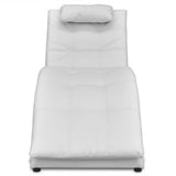 Chaise Longue with Pillow White Faux Leather