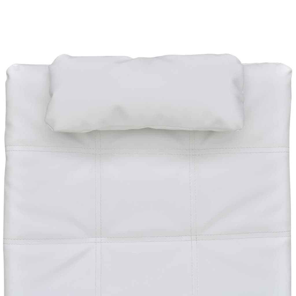 Chaise Longue with Pillow White Faux Leather