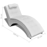 Chaise Longue with Pillow White Faux Leather - Rear View