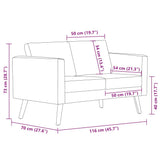 Sofa 2-Seater Fabric Light Grey