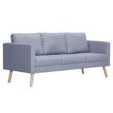 Sofa 3-Seater Fabric Light Grey - Front View