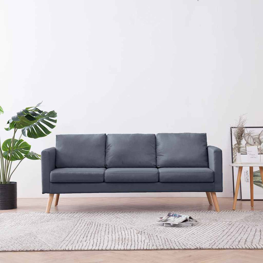 Sofa 3-Seater Fabric Dark Grey