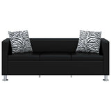 Sofa 3-Seater Artificial Leather Black