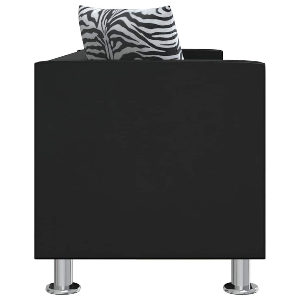 Sofa 3-Seater Artificial Leather Black