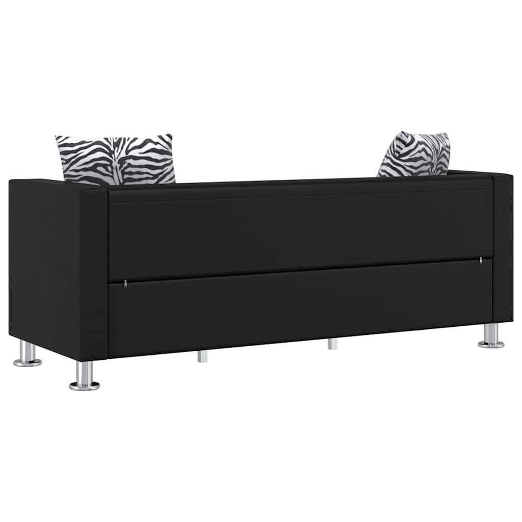 Sofa 3-Seater Artificial Leather Black
