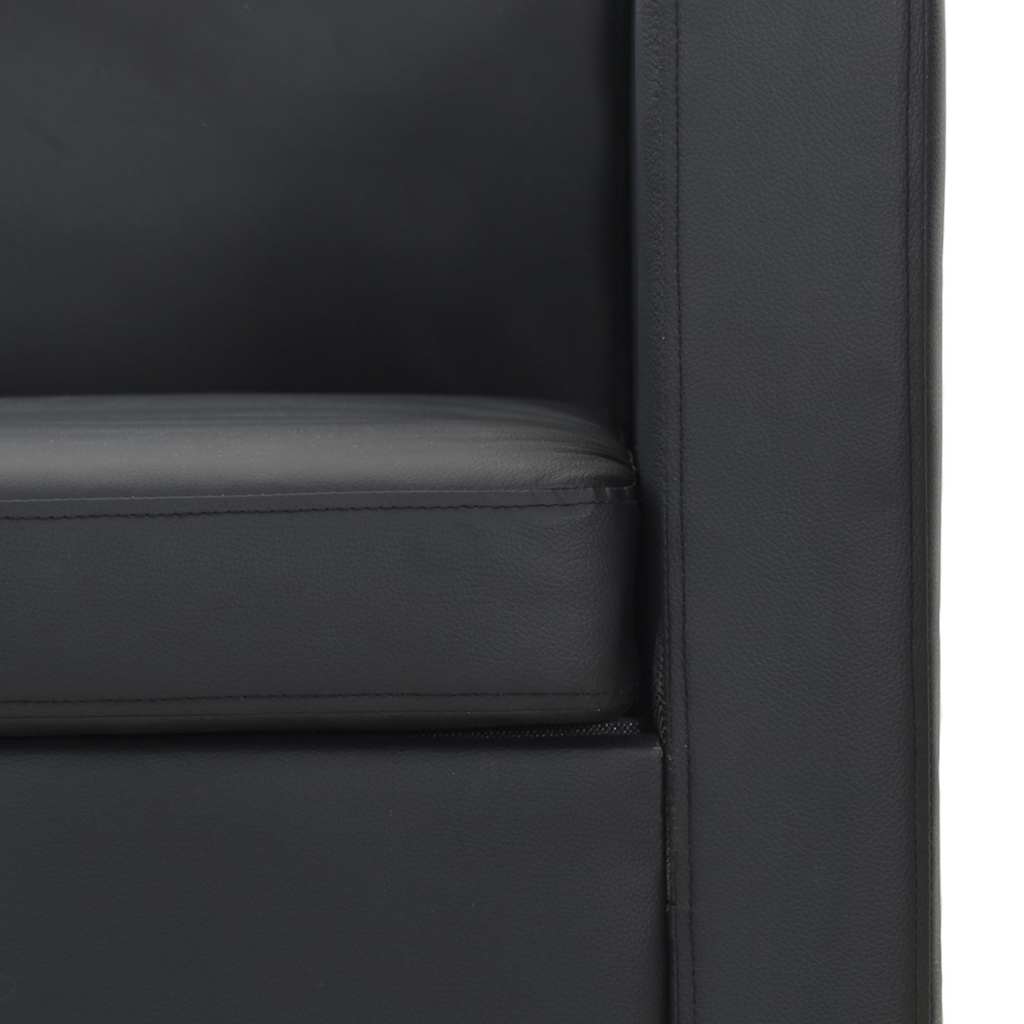 Sofa 3-Seater Artificial Leather Black