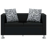 Sofa 2-Seater Artificial Leather Black - Side View