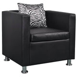 Armchair Black Faux Leather - Front View