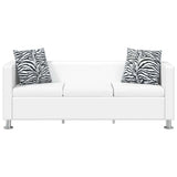 Sofa 3-Seater Artificial Leather White - Side View