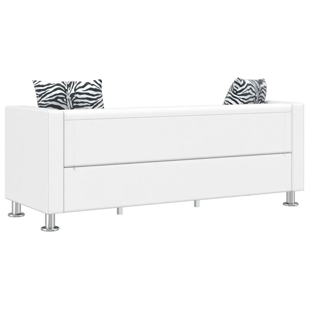 Sofa 3-Seater Artificial Leather White
