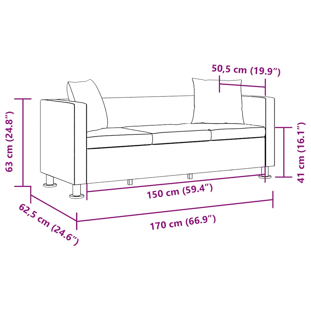 Sofa 3-Seater Artificial Leather White