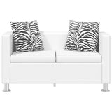 Sofa 2-Seater Artificial Leather White - Side View
