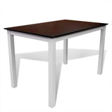 Brown White Solid Wood Dining Table Set with 4 Chairs - Front View