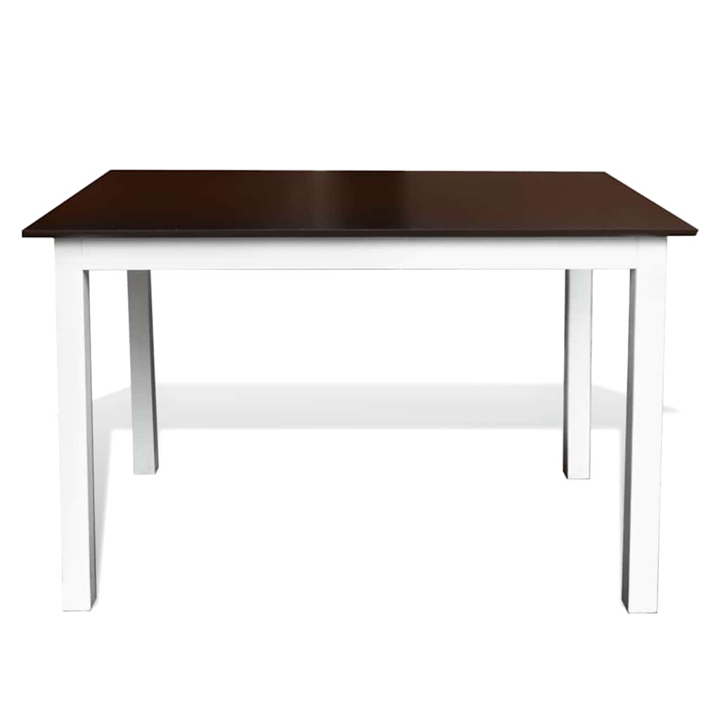 Brown White Solid Wood Dining Table Set with 4 Chairs