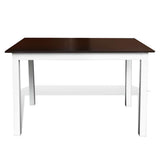 Brown White Solid Wood Dining Table Set with 4 Chairs - Side View