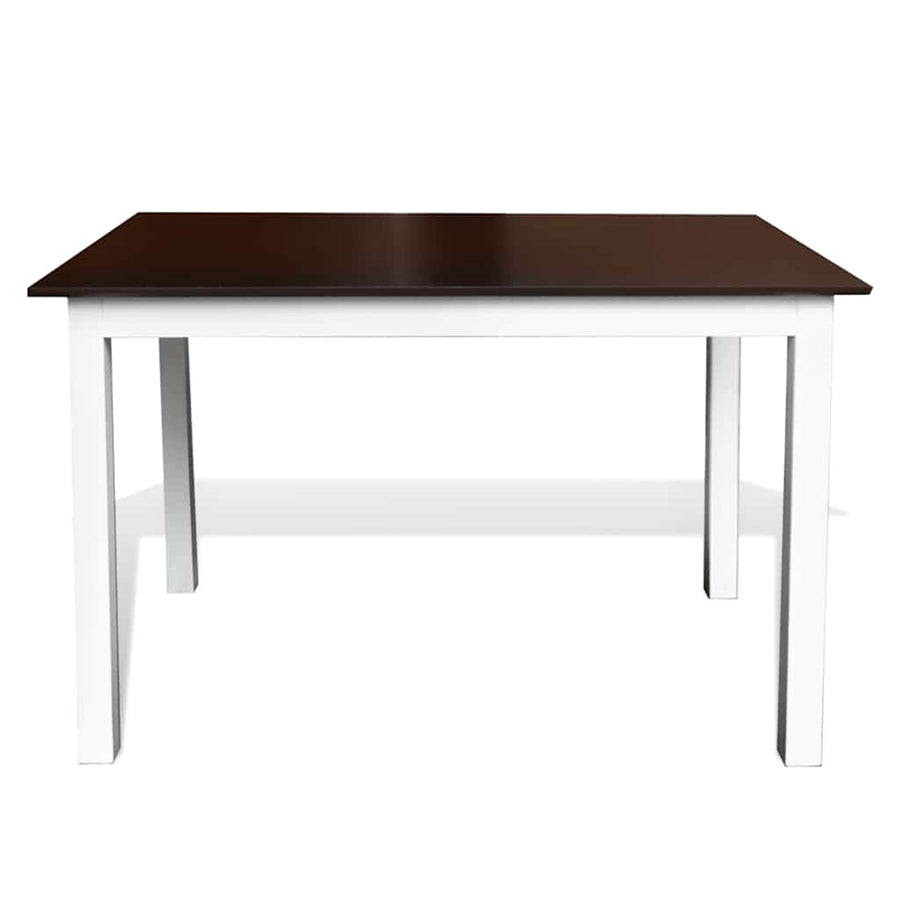 Brown White Solid Wood Dining Table Set with 4 Chairs