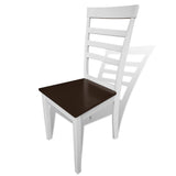 Brown White Solid Wood Dining Table Set with 4 Chairs - Top-Down View