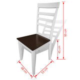Brown White Solid Wood Dining Table Set with 4 Chairs - Rear View