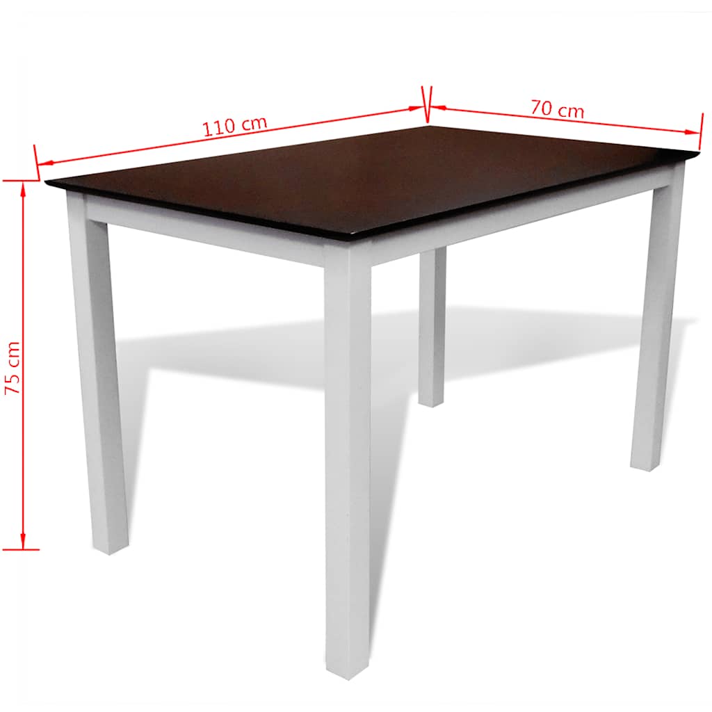Brown White Solid Wood Dining Table Set with 4 Chairs