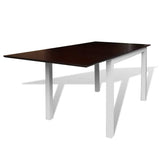 Brown White Solid Wood Extending Dining Table Set with 6 Chairs - Side View