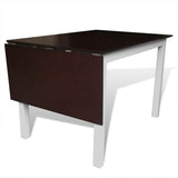 Brown White Solid Wood Extending Dining Table Set with 6 Chairs