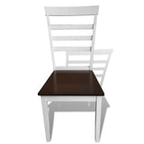 Brown White Solid Wood Extending Dining Table Set with 6 Chairs - Rear View