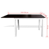 Brown White Solid Wood Extending Dining Table Set with 6 Chairs - Low Angle