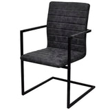Cantilever Dining Chairs 2 pcs Black Faux Leather