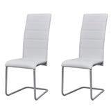 Cantilever Dining Chairs 2 pcs White Faux Leather