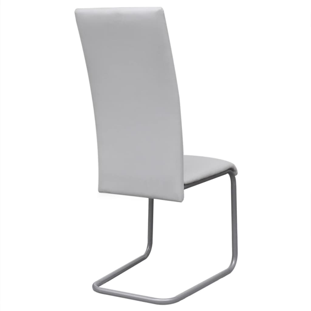 Cantilever Dining Chairs 2 pcs White Faux Leather
