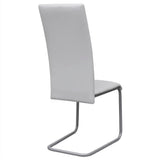 Cantilever Dining Chairs 2 pcs White Faux Leather - 45-Degree Angle